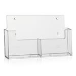DIN A6 Prospekthalter / 2 Fächer / Wandmontage