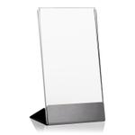 Werbeaufsteller DIN lang DL aus PLEXIGLAS® mit Edelstahl-Basis