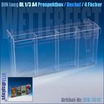DL Prospekthalter mit Deckel / 4 Fächer aus Plexiglas®