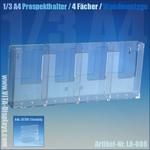 1/3 A4 Prospekthalter / Wandmontage / 4 Fächer