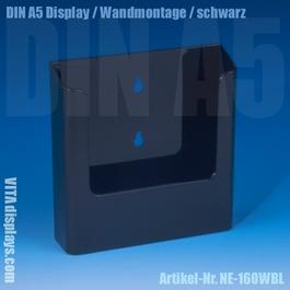 DIN A5 Prospekthalter / Wandmontage / schwarz 