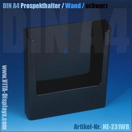 DIN A4 Prospekthalter / Wandmontage / schwarz 