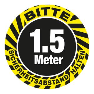 Bodenschild als Wartepunkt und Leitsystem „1.5 Meter Sicherheitsabstand halten“ (30 x 30 cm)