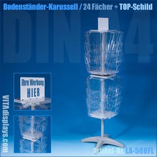 DIN A4 Boden-Prospektständer Karussell / 24 Fächer