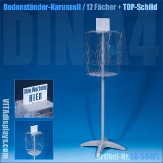 DIN A4 Bodenprospektständer Karussell / 12 Fächer