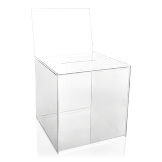 sudu® gelbe Spendenbox Aktionsbox Losbox mit Topschild A4 Acrylglas Schloss 