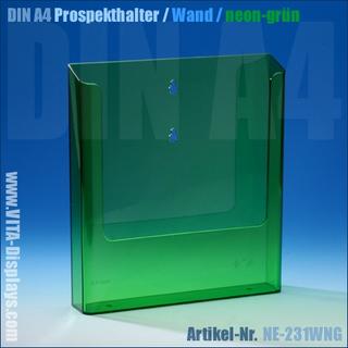 DIN A4 Prospekthalter / Wandmontage / neon-grün