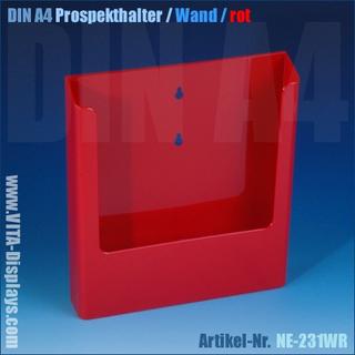 DIN A4 Prospekthalter / Wandmontage / rot