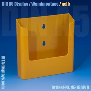 DIN A5 Prospekthalter / Wandmontage / gelb