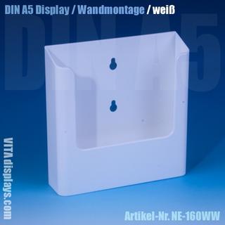 DIN A5 Prospekthalter / Wandmontage / weiß
