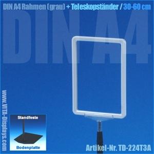 A4 Rahmen (grau) + Teleskopständer 30-60cm