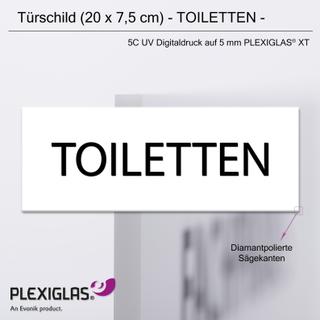 Türschild TOILETTEN (20 x 7,5 cm) aus 5 mm PLEXIGLAS® (weiss)