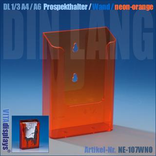 DIN lang / A6 Wandprospekthalter / neon-orange