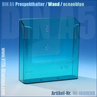 DIN A5 Prospekthalter / Wandmontage / oceanblue