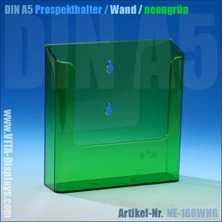 DIN A5 Prospekthalter / Wandmontage / neon-grün