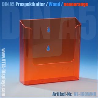 DIN A5 Prospekthalter / Wandmontage / neon-orange