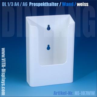 DIN lang / A6 Wandprospekthalter / weiss