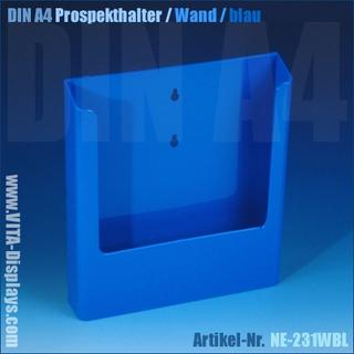 DIN A4 Prospekthalter / Wandmontage / blau