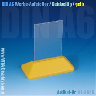 DIN A6 Werbe-Aufsteller / T-Ständer / gelb