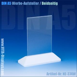 DIN A5 Werbe-Aufsteller / T-Ständer / weiss