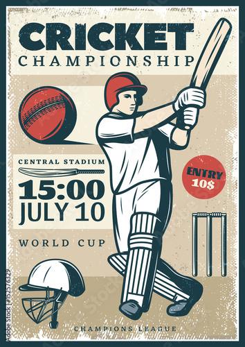Vintage Cricket Championship Sport Poster