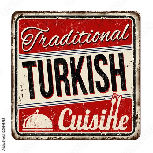 Traditional turkish cuisine vintage rusty metal sign