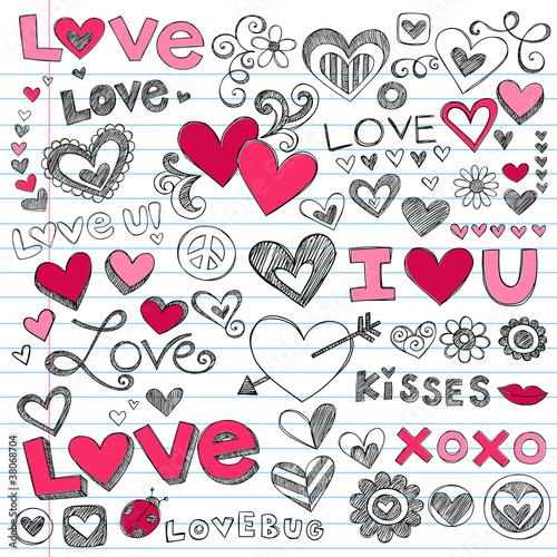 Love Hearts Sketchy Doodle