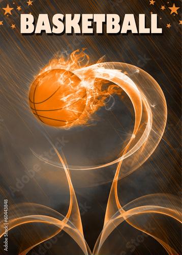 Baketball fire ball background