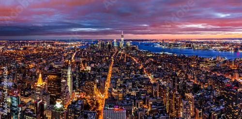 Aerial New York panorama at dusk