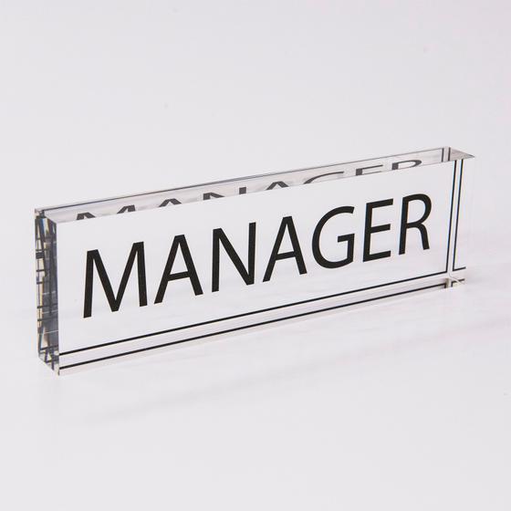 Solid PLEXIGLAS® acrylic block with "Manager" imprint