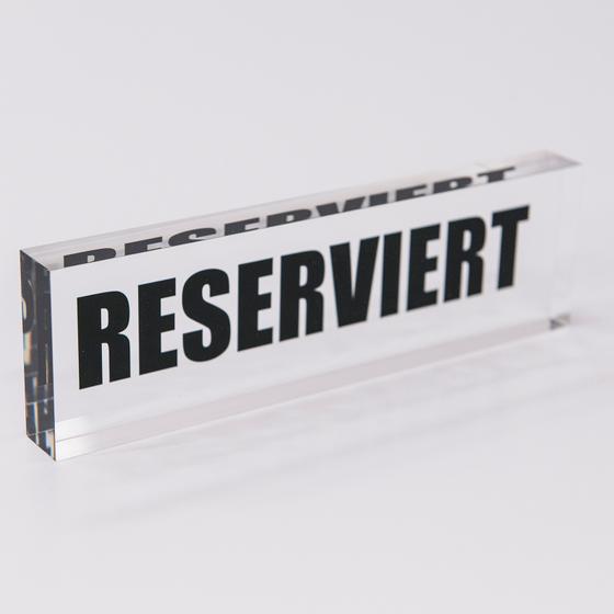 PLEXIGLAS® acrylic block with imprint "Reserved