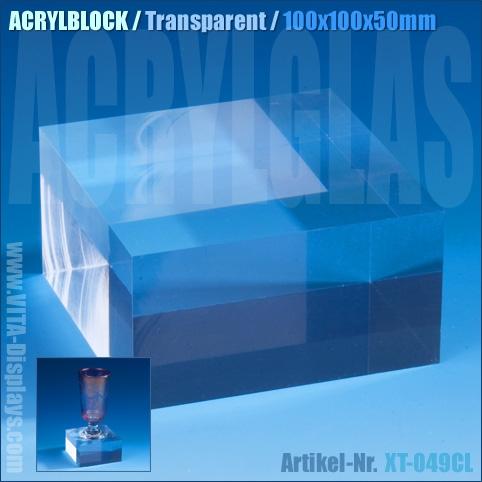 Acrylic block / transparent (100x100x50mm)