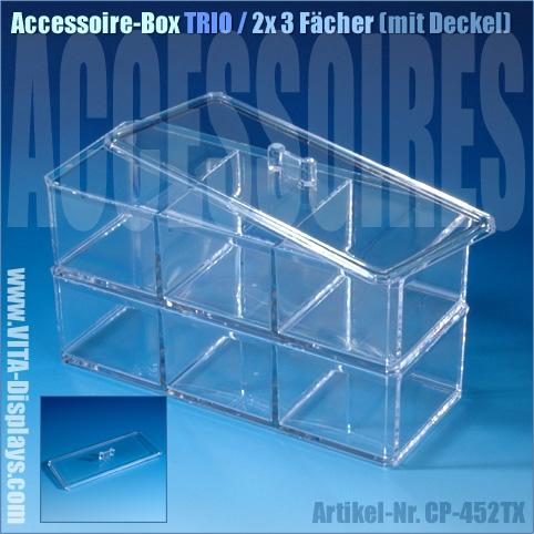Accessoire-Box TRIO / 2x 3 Fächer (mit Deckel)