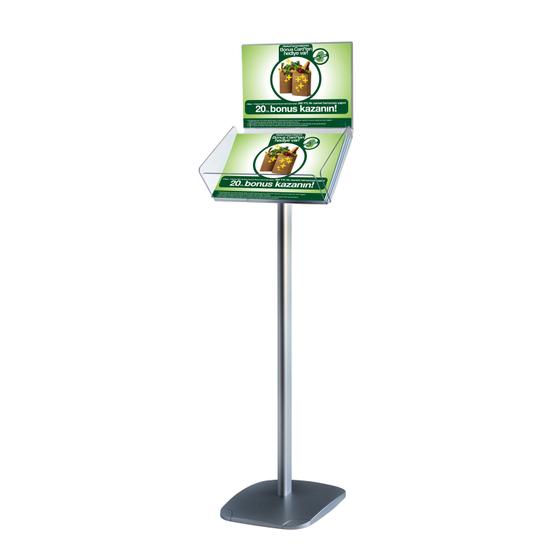 Brochure stand A4 PLUS with top sign (landscape)