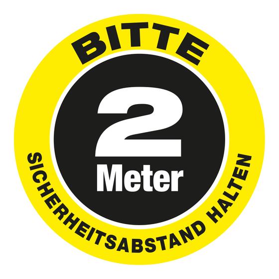 Floor sign as waiting point "Please keep a safe distance of 2.0 metres" (30 x 30 cm) yellow