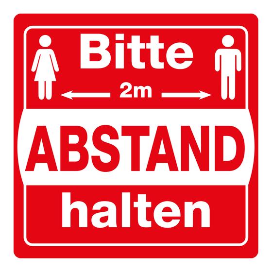 Wall floor information sign as sticker "Please keep a distance of 2.0 metres" (30 x 30 cm) non-slip