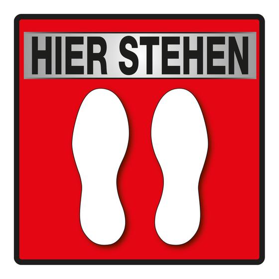 Floor sticker "Stand here" made of vinyl as signal floor sign and customer guidance system (30 x 30 cm)