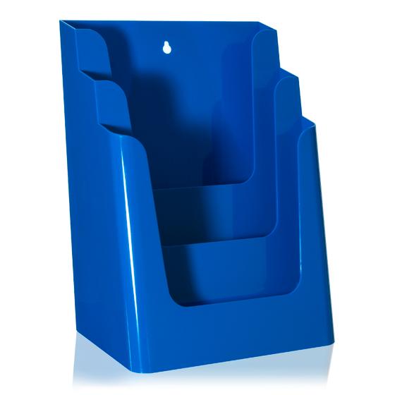 DIN A4 Tisch-Prospektständer als Prospekthalter (3 Etg.) Blau
