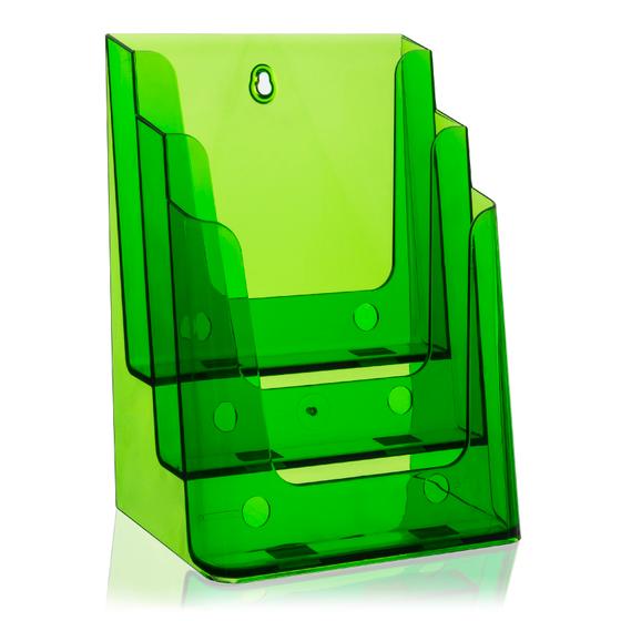 DIN A4 Tisch-Prospektständer als Prospekthalter (3 Etg) Neon-Grün