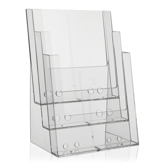 DIN A4 brochure stand with 3 shelves