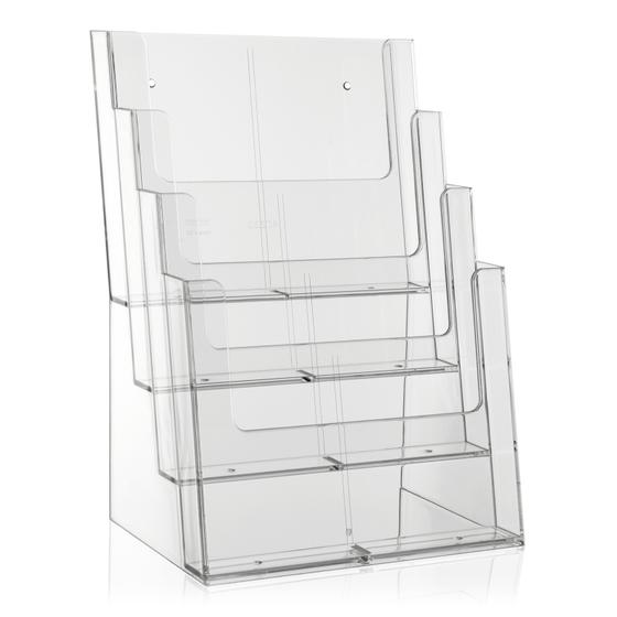 DIN A4 and DIN long DL brochure stand with 4 shelves