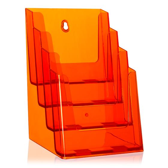 DIN A5 Tisch-Prospektständer als Prospekthalter (4 Etg) in Orange