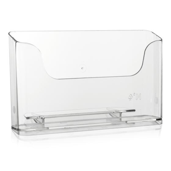 DIN A5 Tisch-Prospektständer im Querformat als transparenter und standfester Tischprospekthalter