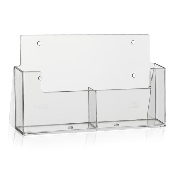 DIN A6 brochure stand with 2 trays