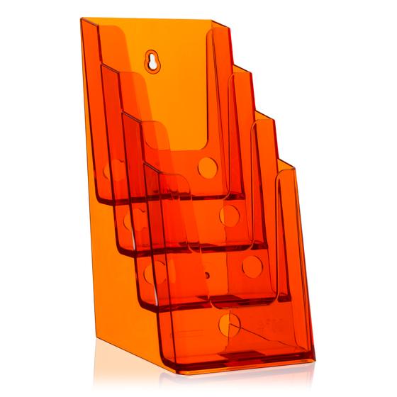 DL 1/3 A4 brochure rack / 4 racks / neon orange