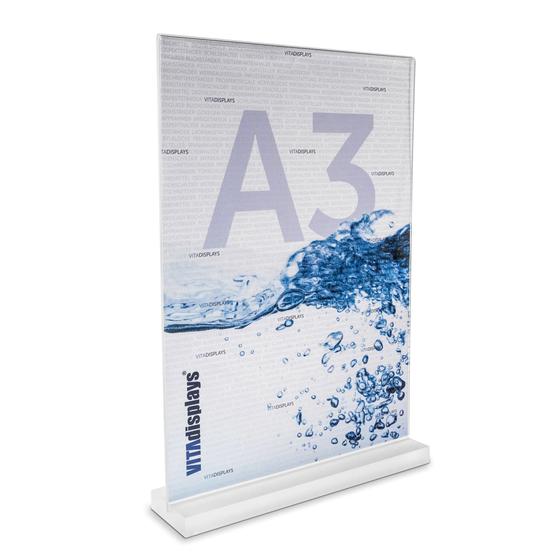 Table display A3 with acrylic block (satin finish) as premium advertising display made of PLEXIGLAS®.