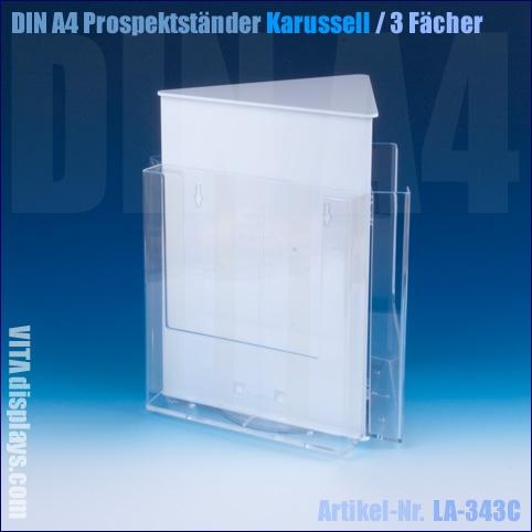 DIN A4 brochure stand Rotating column, rotatable (3 trays)