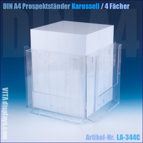 DIN A4 Brochure Stand Rotating Column, rotatable (4 trays)