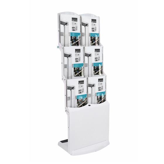 Foldable brochure stand Real-Bianco (6x DIN A4) in elegant white