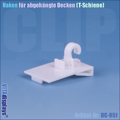 Decken-Clip mit Haken / T-Schiene (Odenwalddecke)